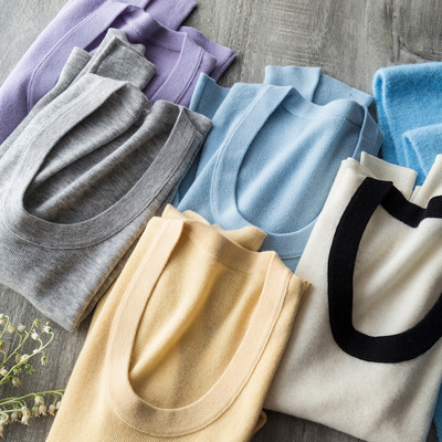 超值宠粉价~大U领48支100%超细羊毛纯色打底衫内搭套头显瘦羊毛衫