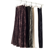 气质侧开衩高腰半身裙女2026春新款 一眼CRUSH 华美缎光压皱丝绒