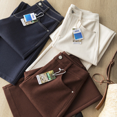 女 舒适弹力莱赛尔棉明线边显瘦高腰直筒阔腿休闲裤 力荐 太出片