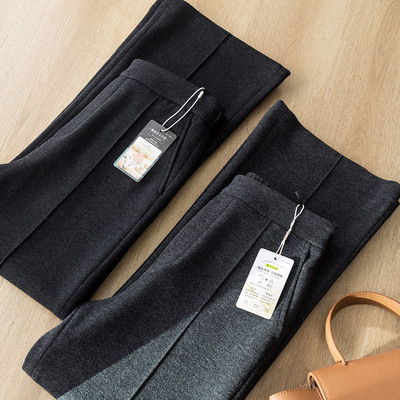 闭眼shou！超级显高显瘦高弹舒适亲肤蚕丝山羊绒混纺休闲微喇裤