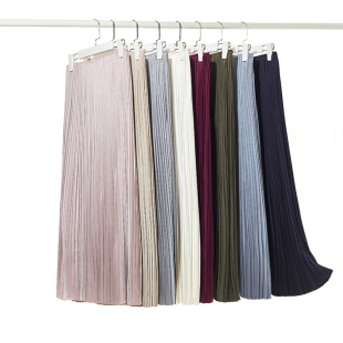 用料近2M 重工压褶仿醋酸立体显瘦垂顺有型A字半身裙气质百褶裙