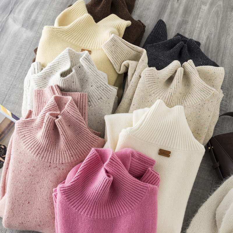 点子纱软糯加厚全羊毛高领毛衣