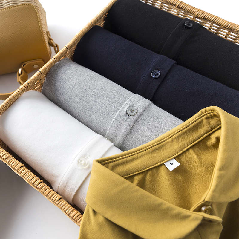 dan元宝领T恤好搭配舒适棉质衬衫