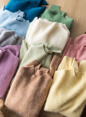 苾入福利款！重磅拉绒羊毛羊绒云柔雾感无缝一体半高领针织衫毛衣