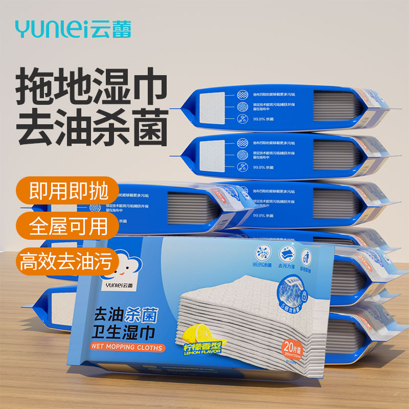 云蕾静电除尘纸地板湿巾拖地纸湿纸巾一次性拖把吸尘纸6包120片