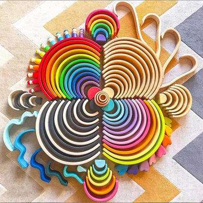 蒙氏儿童大号彩虹积木