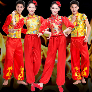 新款民族秧歌服男女款舞龙舞狮队打鼓服舞蹈服中国风腰鼓演出服装