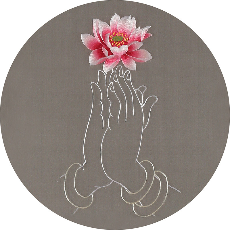 苏绣刺绣手工diy套件自绣材料包初学简约入门针迹佛手荷花