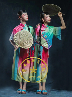 云川之舞儿童细雨屋前古典舞演出服中国风女童伞舞秧歌舞蹈表演服