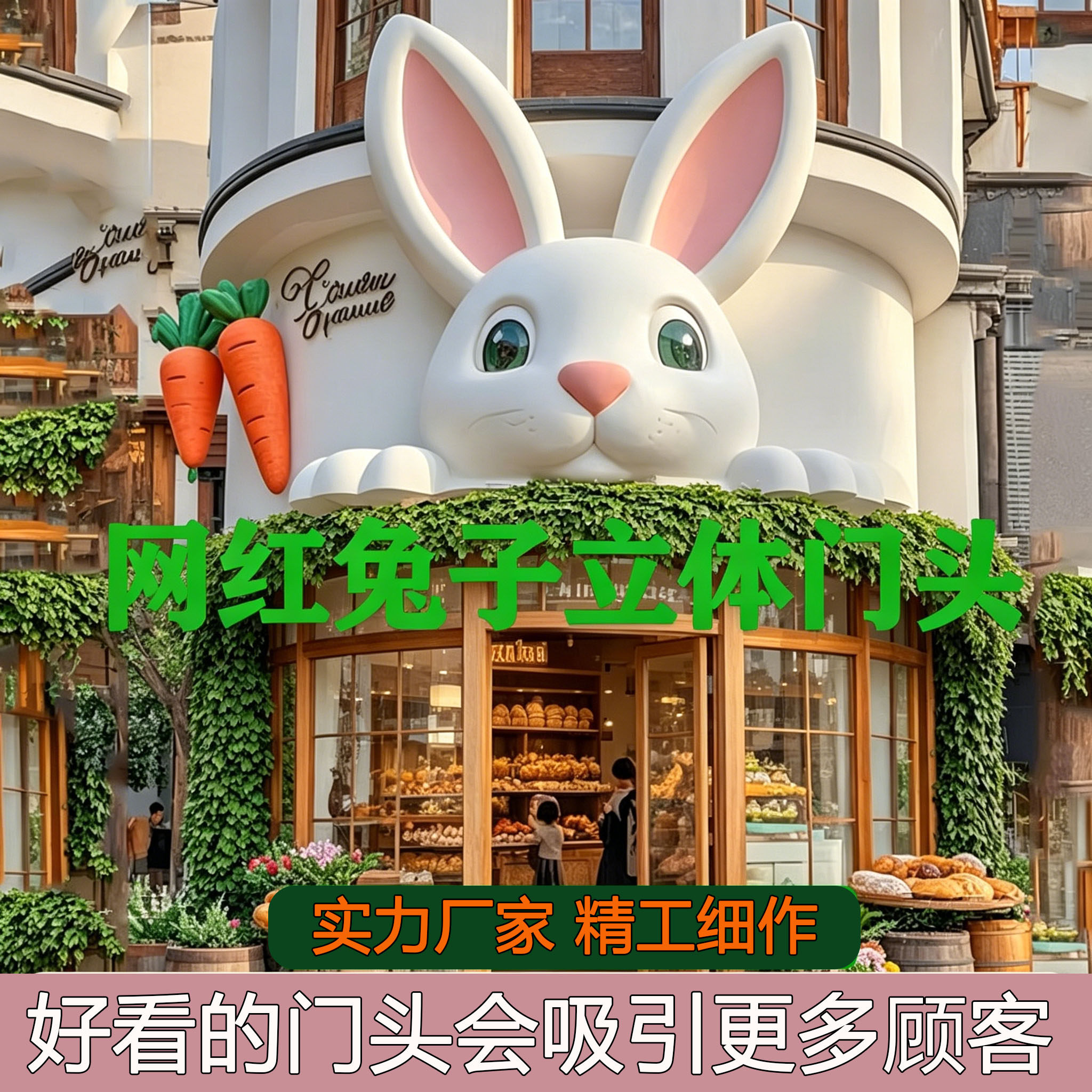 网红兔子玻璃钢雕塑卡通造型商业装饰户外摆件支持定制