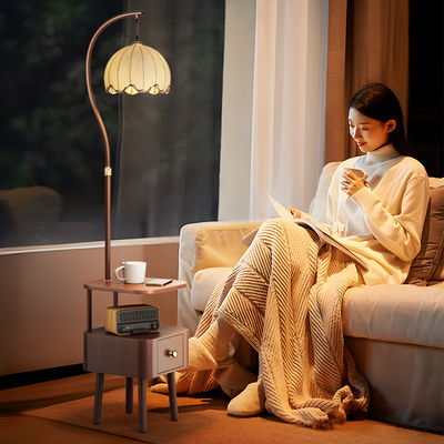 实木落地灯多功能高级感床头柜