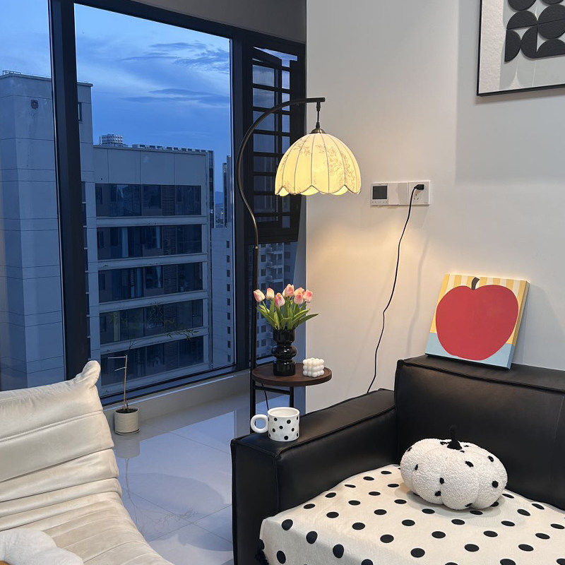 复古风茶几落地灯客厅卧室沙发边几中古风置物架床头柜台灯一体,家装灯饰光源,置物功能落地灯,淘宝优惠券,粉丝福利购,淘宝优惠卷