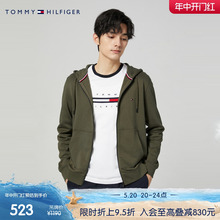 Tommy 男装休闲通勤简约小绣标拉链开襟抽绳连帽卫衣MW0MW29359