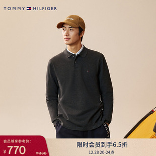 1985纯色绣标珠地网眼长袖 经典 Tommy秋冬男装 T恤POLO 透气舒适