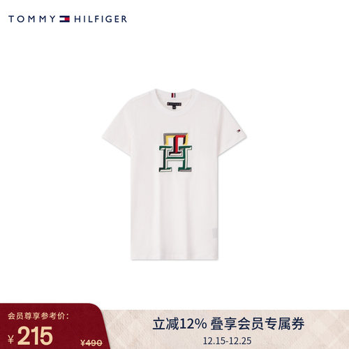 Tommy童装男纯棉彩色刺绣短袖T恤