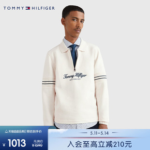 拼色艺术体字母刺绣拉链半襟翻领卫衣MW0MW27896 时尚 男装 Tommy