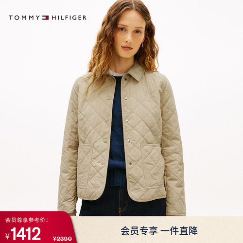 Tommy女装轻薄菱格修身棉服外套