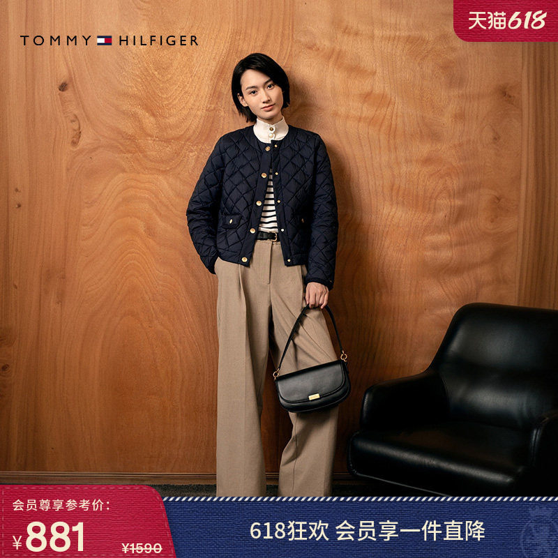 Tommy春夏女装商务职场通勤暗襟半松紧腰卡其色宽松阔腿休闲裤