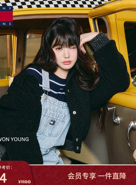 【张元英同款】Tommy25秋冬新款女装纯棉刺绣大口袋牛仔背带短裙