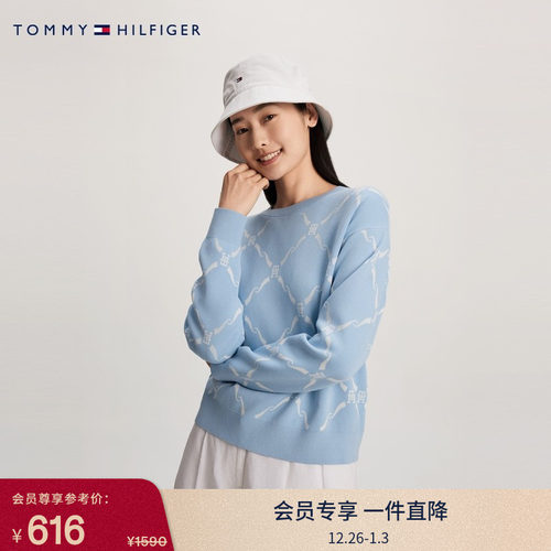 Tommy特殊系列女提花宽松针织衫