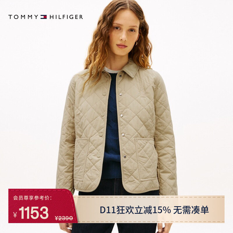 Tommy女装轻薄菱格修身棉服外套