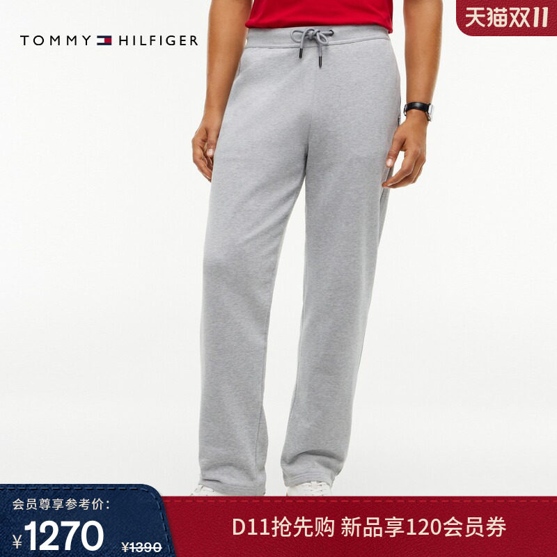 Tommy26秋冬新款男装潮流休闲通勤镶边口袋抽绳腰运动裤针织长裤