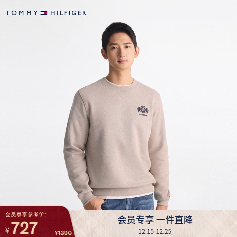 Tommy男装纯棉磨毛刺绣圆领卫衣