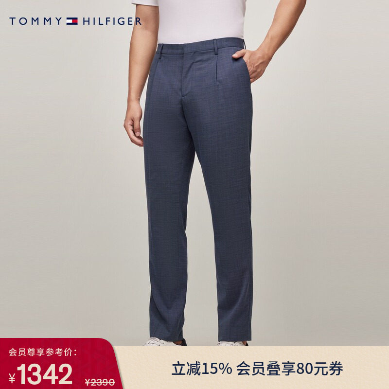 Tommy LARDINI春夏男羊毛混纺暗襟手工制商务正装修身西装裤长裤