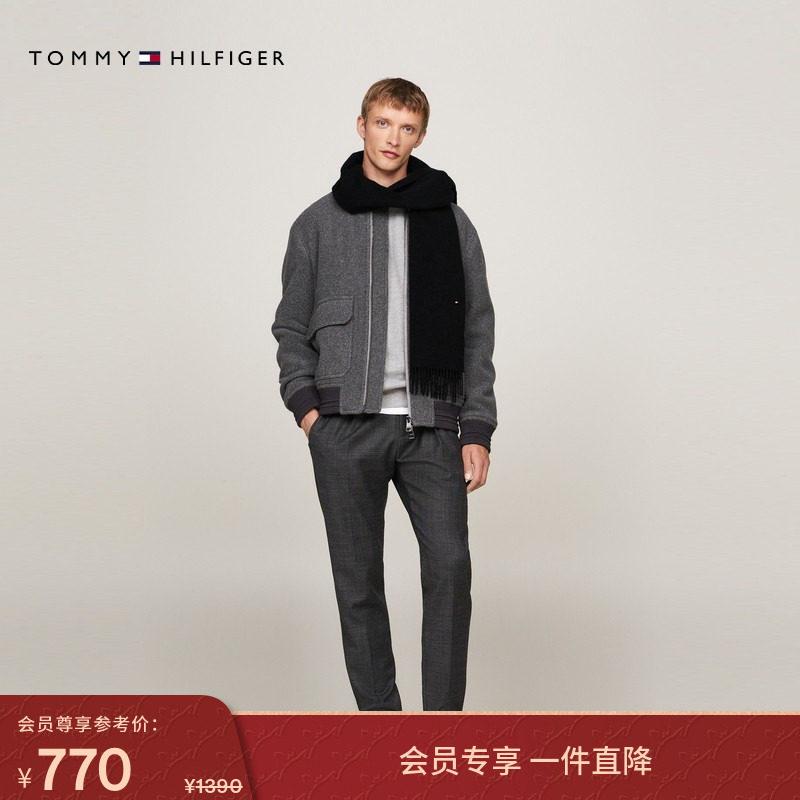 Tommy秋冬男装纯羊绒经典简约金属小标复古百搭流苏围脖围巾,服饰配件/皮带/帽子/围巾,围巾/丝巾/披肩,淘宝优惠券,粉丝福利购,淘宝优惠卷