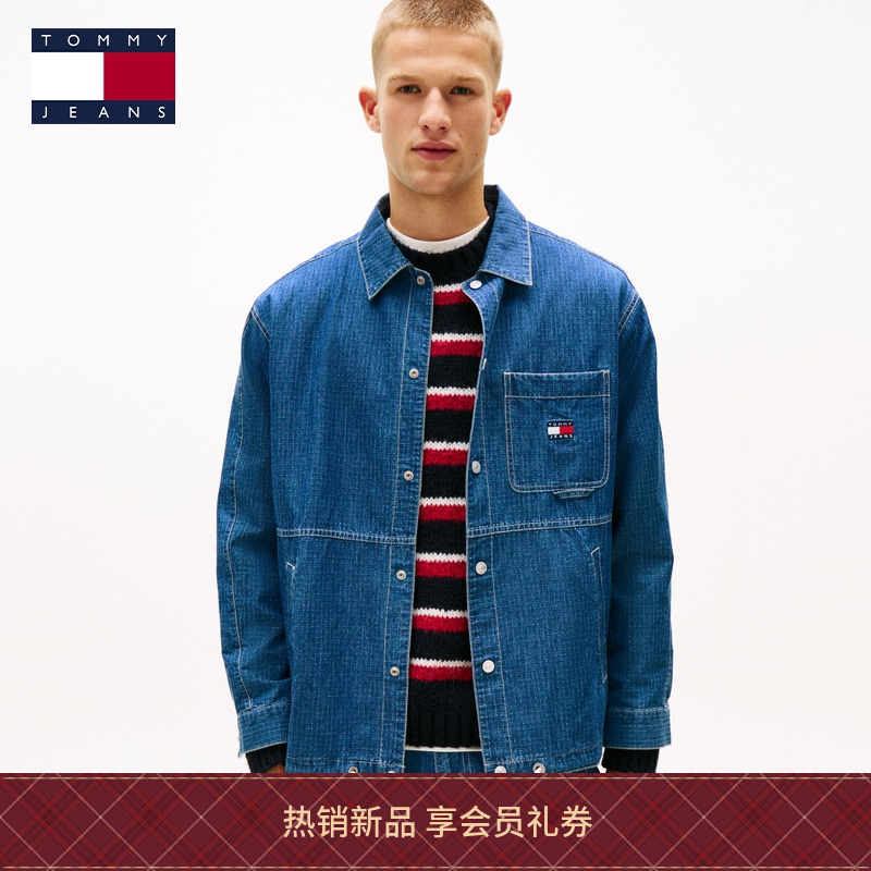 Tommy男装复古印花宽松牛仔外套