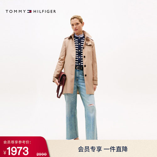 Tommy女装系带收腰翻领铺棉夹克
