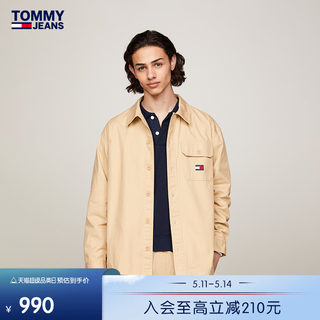 Tommy 24新款春夏男女纯棉复古拱形贴布绣宽松衬衫外套DM0DM18887