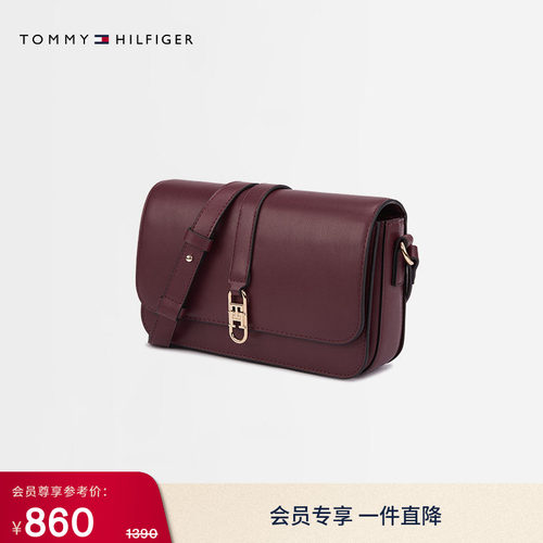 Tommy女装金属扣翻盖单肩斜挎包