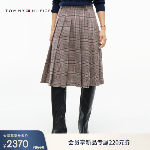 Tommy女装含羊毛格纹百褶半身裙