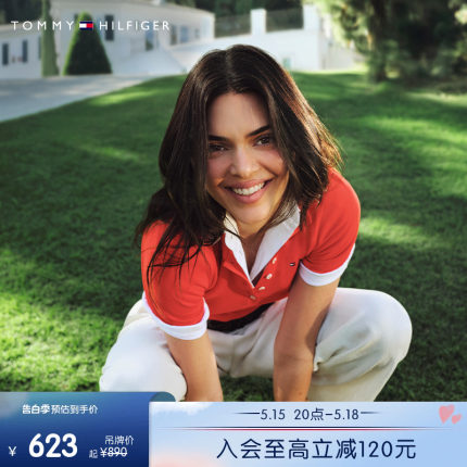 【Kendall同款】Tommy春夏女装珠地网眼五粒扣纯色短袖POLO37820