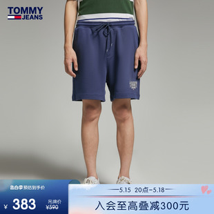 Tommy DM0DM16876 纯棉毛圈布印花抽绳沙滩运动直筒合身短裤 男装