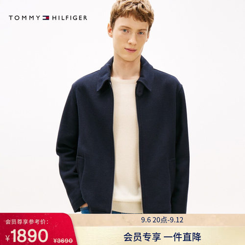 Tommy男装羊毛混纺翻领大衣外套