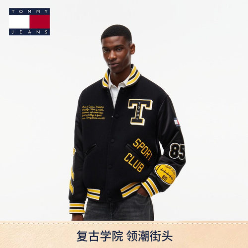 Tommy男装学院风宽松棒球棉服