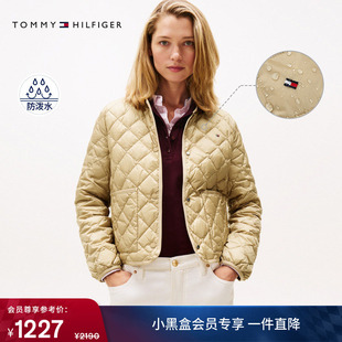 复古休闲通勤菱格90鹅绒圆领羽绒服外套 Tommy秋冬女装 防泼水