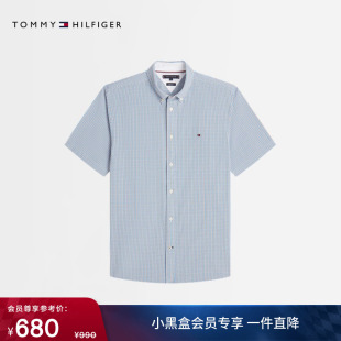 【轻薄府绸】Tommy26春夏新款男装纯棉休闲通勤细格纹短袖衬衫