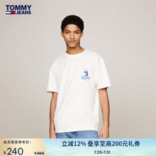 Tommy夏季男女情侣纯棉平纹针织美式趣味印花打底衫短袖T恤18548