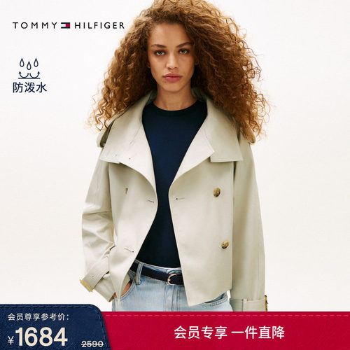 Tommy女装双排扣短款风衣外套