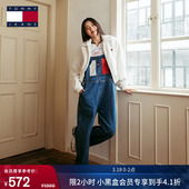 复古潮流拼色口袋工装 Tommy秋冬女美式 风牛仔背带裤 宽松阔腿