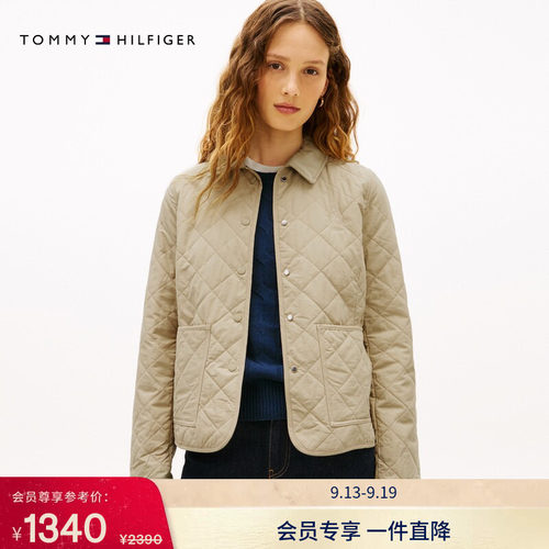 Tommy女装轻薄菱格修身棉服外套