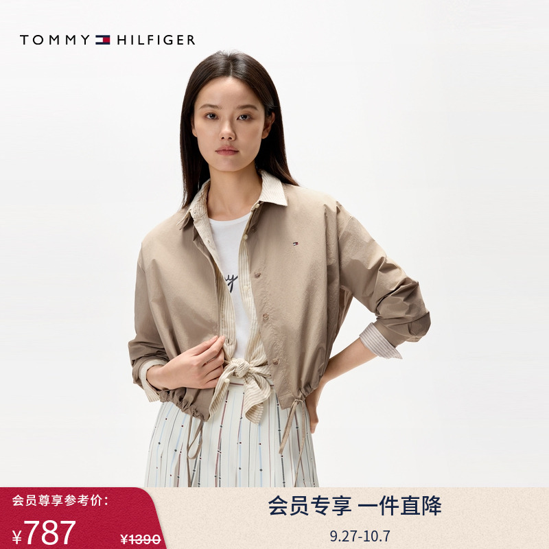 Tommy女装抽绳下摆宽松长袖衬衫