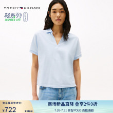 【轻奢感】Tommy25夏季女莱赛尔微弹高级感V领宽松短袖POLO44512
