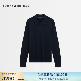 Tommy25新款 40199 秋冬男装 丝羊绒混纺商务休闲纯色POLO领针织衫