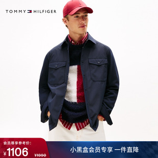 Tommy秋冬男装商务休闲通勤经典贴袋衬衫翻领教练员行政夹克外套