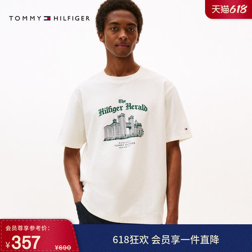 Tommy男女纯棉刺绣印花宽松短袖