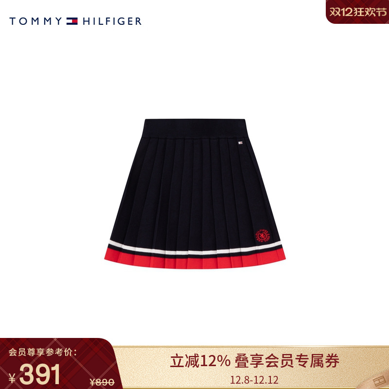 Tommy童装女刺绣百褶针织半身裙
